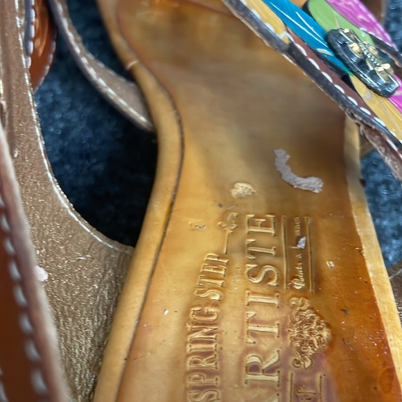Spring Step L’Artiste couture floral hand painted Leather wedge sandals Size 38 - Picture 7 of 9